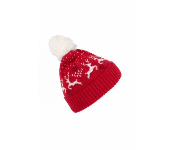 Bonnet Noël motifs rennes-Rouge