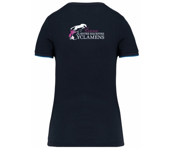 Tee-Shirt - Femme - Les Cyclamens-Bleu Marine