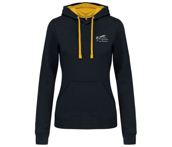 Hoody Contrasté - Equitation Romanaise - Femme-Noir Jaune