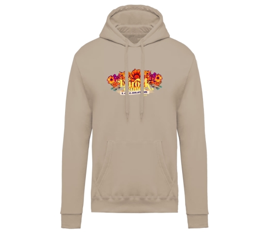 SWEAT À CAPUCHE - UNISEXE - EUROCKÉENNES - FLEURS-Beige