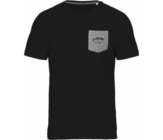 T-shirt coton bio avec poche - Black / Grey Heather