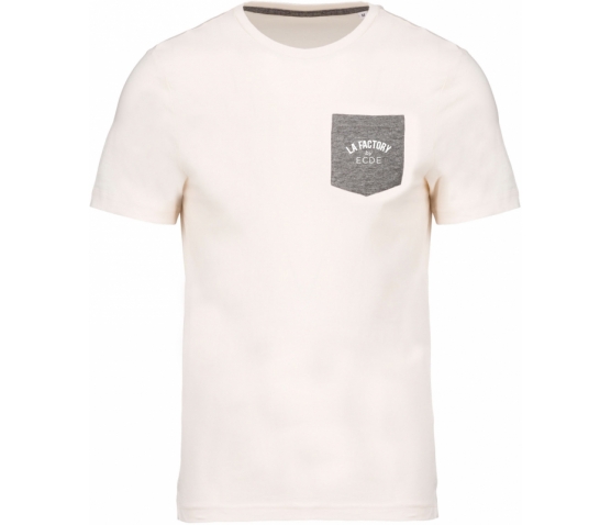 T-shirt coton bio avec poche - Cream / Heather Grey
