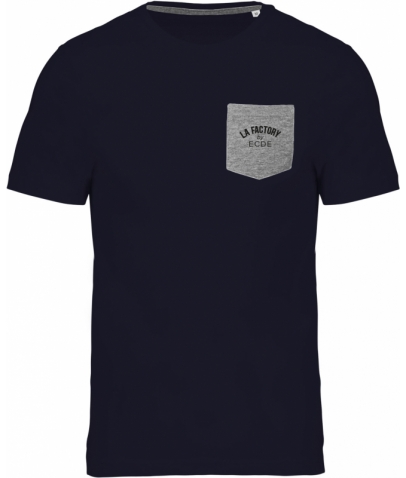 T-shirt coton bio avec poche - Navy / Grey Heather