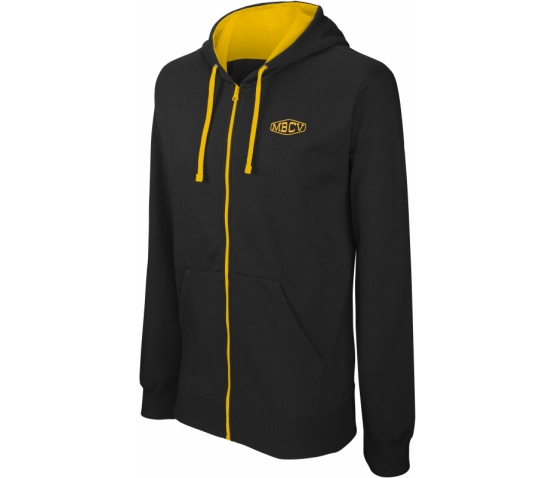 SWEAT-SHIRT ZIP NOIR ET JAUNE - MBCV - Unisexe