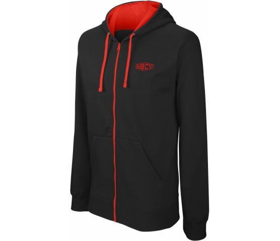 SWEAT-SHIRT ZIP NOIR ET ROUGE - MBCV - Unisexe