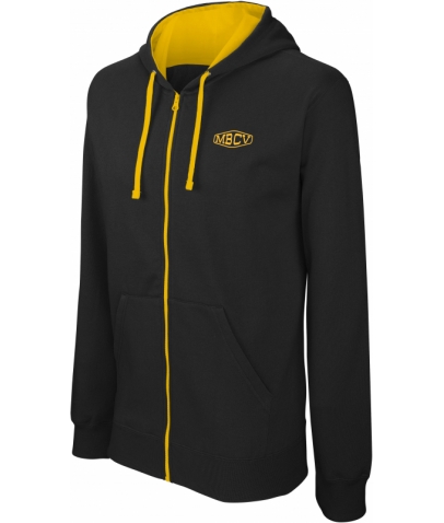 SWEAT-SHIRT ZIP NOIR ET JAUNE - MBCV - Unisexe