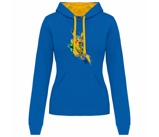 Sweat Pikarlos Femme-Bleu Royal Jaune