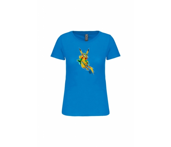 T-Shirt Pikarlos Femme-Bleu Tropical
