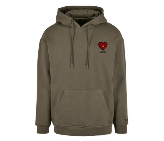 Hoodie - Cœur Raid Love-Vert Armée