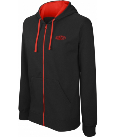 SWEAT-SHIRT ZIP NOIR ET ROUGE - MBCV - Unisexe