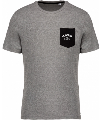 T-shirt coton bio avec poche - Grey Heather / Black