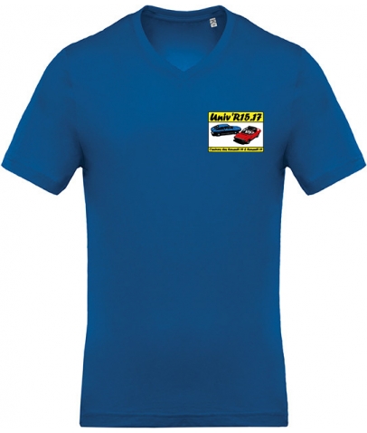T-shirt avec Col en V Coton Bio - Royal Blue