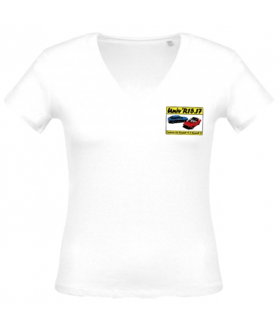 T-shirt avec Col en V pour Femme Coton Bio - White