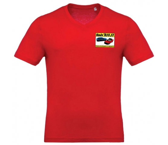 T-shirt avec Col en V Coton Bio - Red