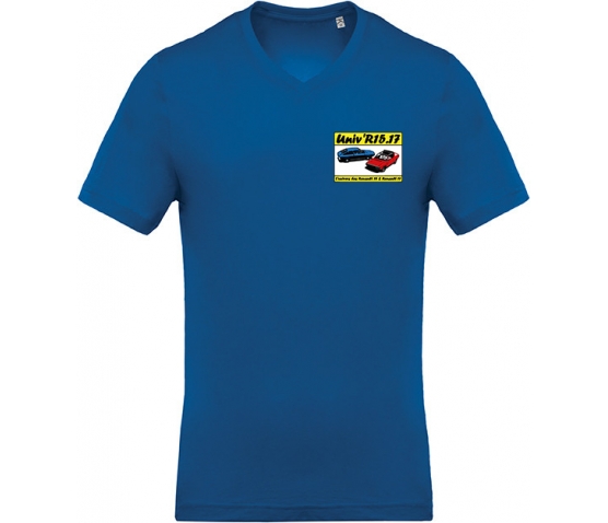 T-shirt avec Col en V Coton Bio - Royal Blue