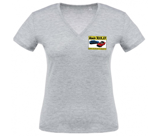 T-shirt avec Col en V pour Femme Coton Bio - Oxford Grey