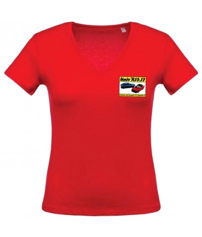 T-shirt avec Col en V pour Femme Coton Bio - Red