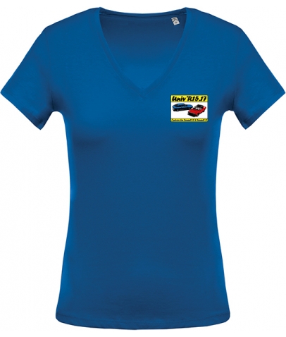 T-shirt avec Col en V pour Femme Coton Bio - Royal Blue