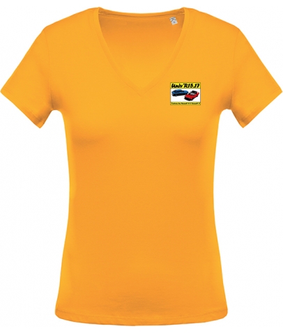 T-shirt avec Col en V pour Femme Coton Bio - Yellow
